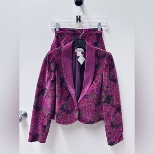Vintage Vino de Casa Floral Velvet Blazer and Skirt Set